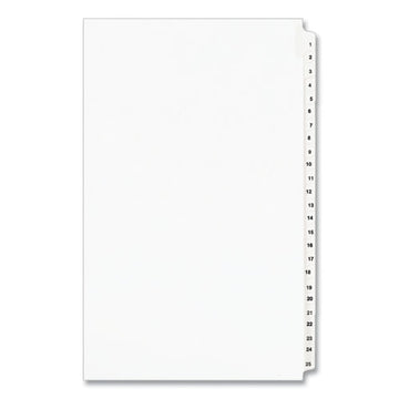 Avery® Preprinted Legal Exhibit Side Tab Index Dividers, Avery Style, 25-tab, 1 To 25, 14 X 8.5, White, 1 Set, (1430) freeshipping - TVN Wholesale